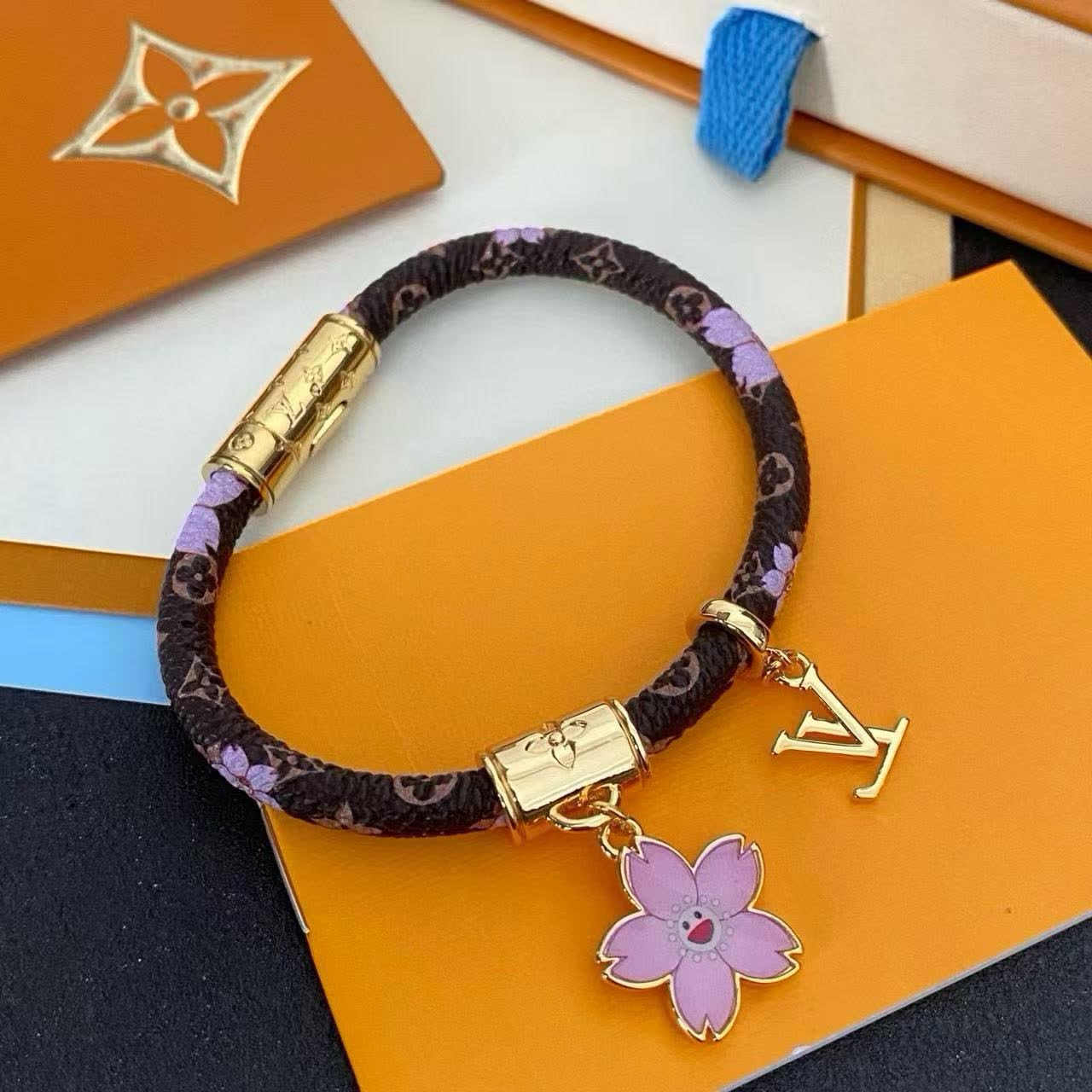 Louis Vuitton Enamel Flower Charm Bracelet